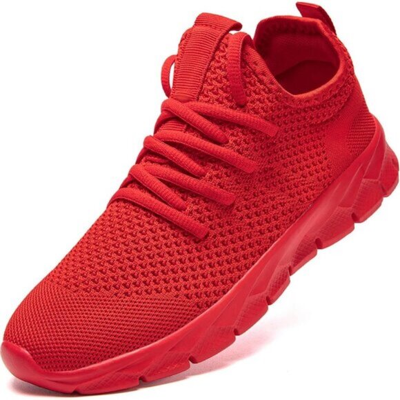 ⚡Mens Red Running Fashion Tennis Walking Lightweight Athletic Sneakers - Picture 1 of 7